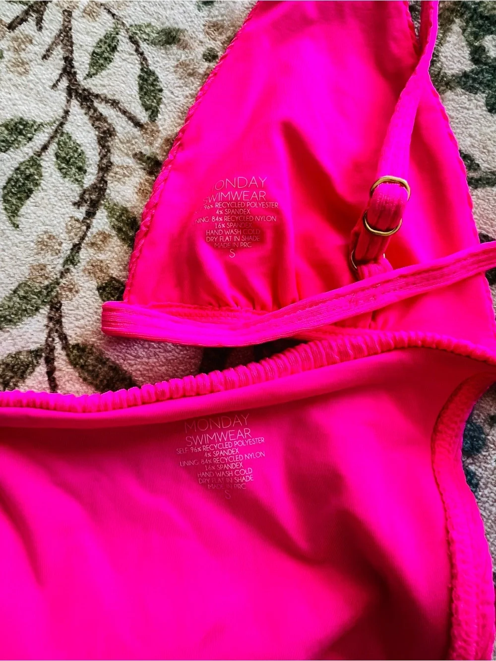 Monday Swimwear Barbados Bikini Hot Pink Crinkle Small